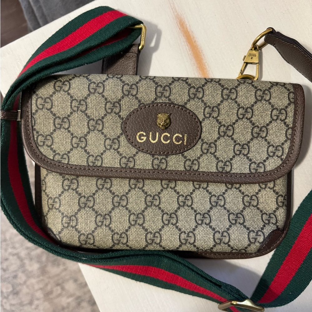 Beige and Brown Crossbody Bag